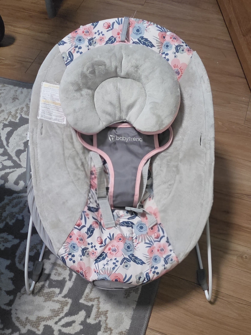 Baby Trend ez Bouncer Floral Pink & Gray Infant Bouncer Seat